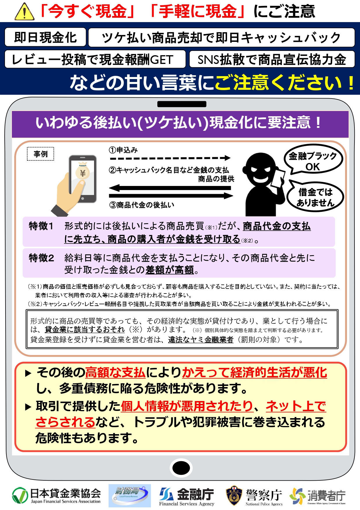 「今すぐ現金」「手軽に現金」にご注意